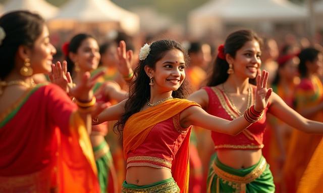 संस्कृति उत्सव - रंग-बिरंगे पारंपरिक वस्त्रों में नर्तक